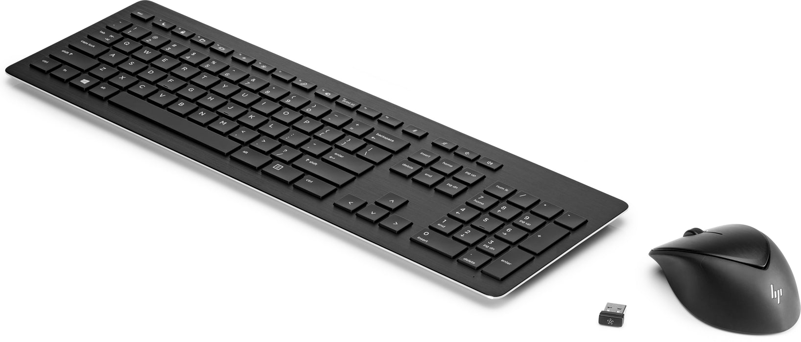 HP Wireless Rechargeable 950MK Mouse and Keyboard, Full-size (100%), Wireless, RF Wireless, Mechanical, Black, Mouse included