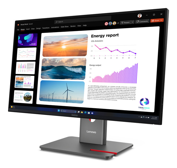 Lenovo ThinkVision P24Q-40 Monitor, 60.5 cm (23.8"), 2560 x 1440 pixels, Wide Quad HD, LED, 6 ms, Black