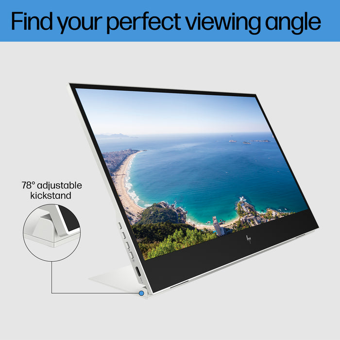 HP E-Series E14 G4 Portable Monitor, 35.6 cm (14"), 1920 x 1080 pixels, Full HD, LCD, 5 ms, Silver