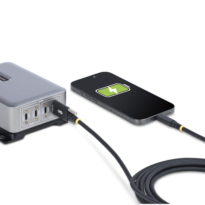 StarTech.com 6ft (2m) USB-C Charging Cable, Durable and Ultra-Flexible, Side Screw Locking, 240W (5A) PD EPR, USB 2.0 Laptop Charger Cable, USB-IF Certified, Rugged USB-C Charging Cord, 2 m, USB C, USB C, USB 2.0, 0.48 Gbit/s, Black