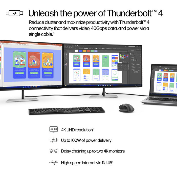HP Series 7 Pro 31.5 inch 4K Thunderbolt 4 Monitor - 732pk, 80 cm (31.5"), 3840 x 2160 pixels, 4K Ultra HD, LCD, 5 ms, Black, Silver