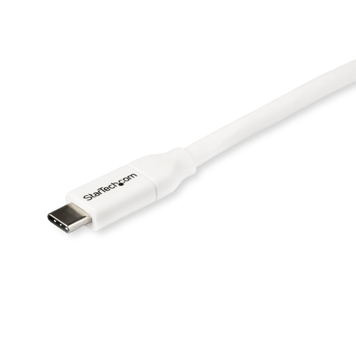 StarTech.com 6.6ft (2m) USB-C Fast Charging Cable, Charge & Sync, 100W (5A) PD, USB 2.0, USB-IF Certified - White USB C Charging Cord, 2 m, USB C, USB C, USB 2.0, 0.48 Gbit/s, White