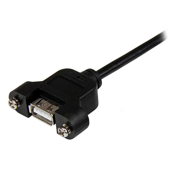 StarTech.com 1 ft Panel Mount USB Cable A to A - F/M, 0.3 m, USB A, USB A, USB 2.0, Male/Female, Black