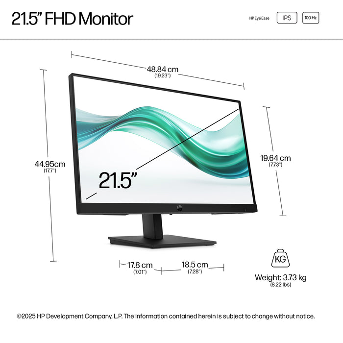 HP Series 3 Pro 21.5 inch FHD Monitor 322ph, 54.6 cm (21.5"), 1920 x 1080 pixels, Full HD, LCD, 5 ms, Black