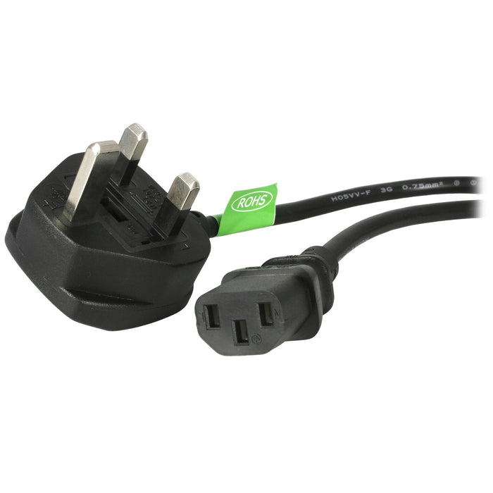 StarTech.com 3ft (1m) UK Computer Power Cable, BS 1363 to C13, 18AWG, 10A 250V, Replacement AC Power Cord, Kettle Lead / UK Power Cord, PC Power Supply Cable, TV Power Cable, 1 m, BS 1363, C13 coupler, SVT, 250 V, 10 A