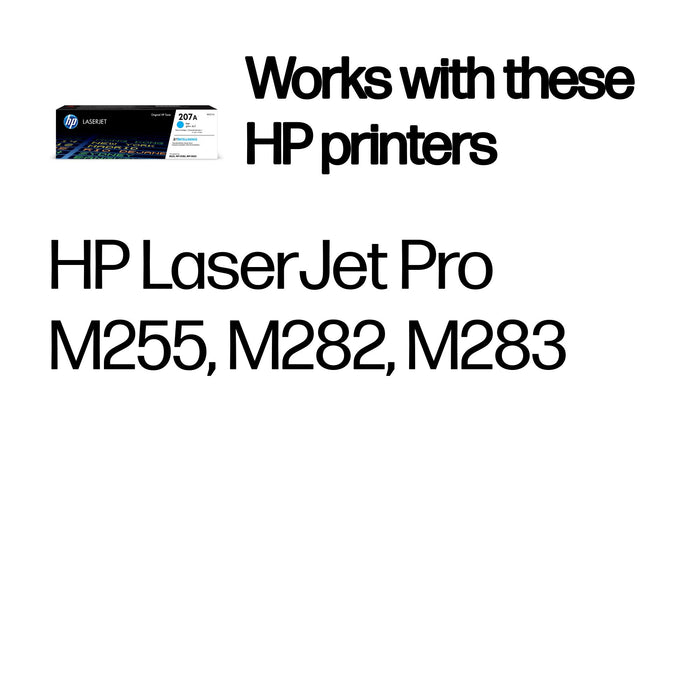 HP 207A Cyan Original LaserJet Toner Cartridge, 1250 pages, 0 pages, Cyan, 1 pc(s)