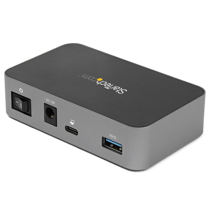 StarTech.com 4-Port USB-C™ Hub 10 Gbps - 3x USB-A & 1x USB-C - Powered - TAA, USB 3.2 Gen 2 (3.1 Gen 2) Type-C, USB 3.2 Gen 2 (3.1 Gen 2) Type-A, USB 3.2 Gen 2 (3.1 Gen 2) Type-C, 10000 Mbit/s, Black, Grey, Aluminium, Plastic, Link, Power