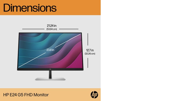 HP E24 G5 FHD No Stand Monitor, 60.5 cm (23.8"), 1920 x 1080 pixels, Full HD, 5 ms, Black